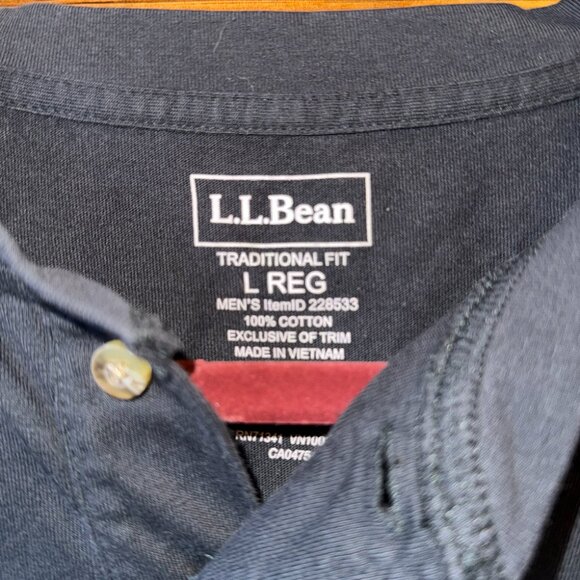 Vintage LL Bean Black Long Sleeve Henley - Size L - Picture 3 of 3